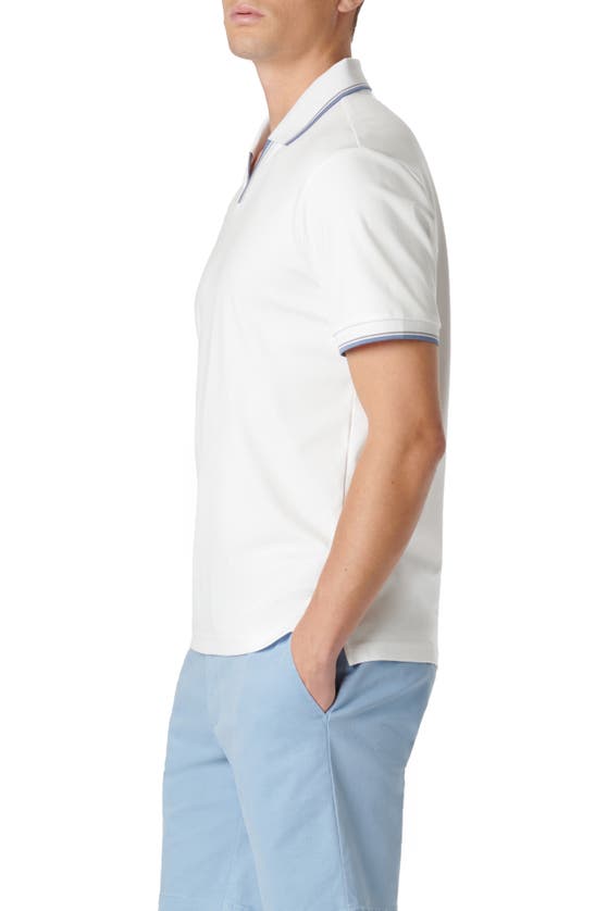 Shop Bugatchi Tipped Johnny Collar Polo In White