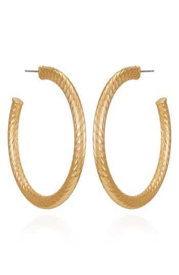 Vince Camuto Textured Hoop Earrings In Goldtone3