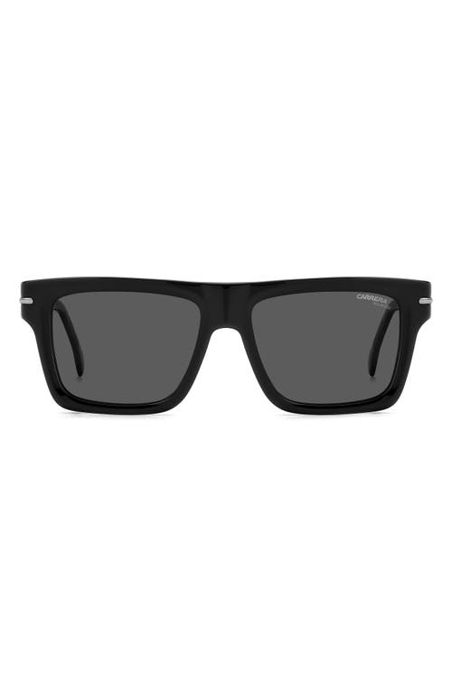 Carrera Eyewear 54mm Polarized Rectangular Sunglasses In Black/gray Polar