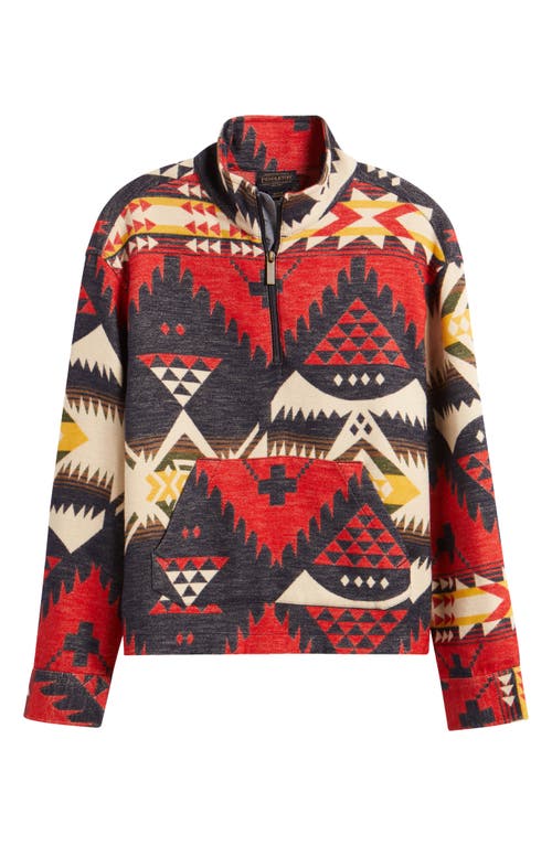 Shop Pendleton Nehalem Print Cotton Chamois Half-zip Pullover In Nehalem Navy/red Multi