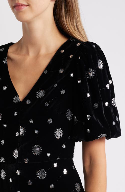Eliza J V-neck Puff Sleeve Cocktail Dress In Black