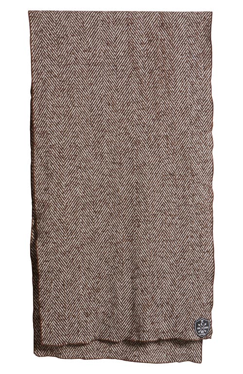 Clifton Wilson Herringbone Wool Scarf In Brown