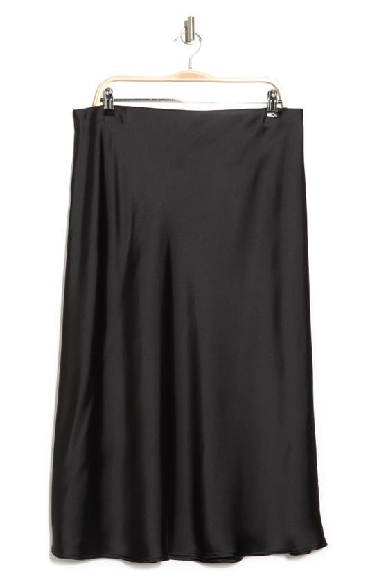 Renee C Satin Midi Skirt In Black