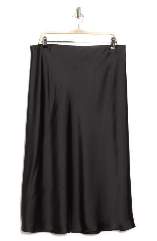 Shop Renee C Satin Midi Skirt In Black