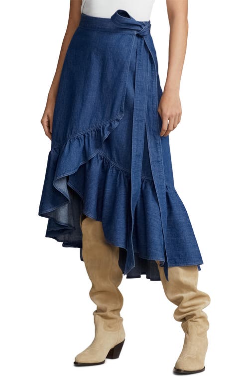 Polo Ralph Lauren High Waist Wrap Skirt in Indigo