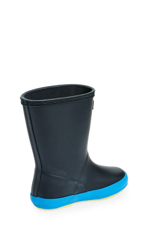 Shop Hunter Kids' First Classic Rain Boot In Dark Blue/light Blue/yellow