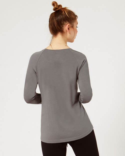 Shop Rebody Active Rebody Essentials Scooped Long Sleeve Top In Stone Olive