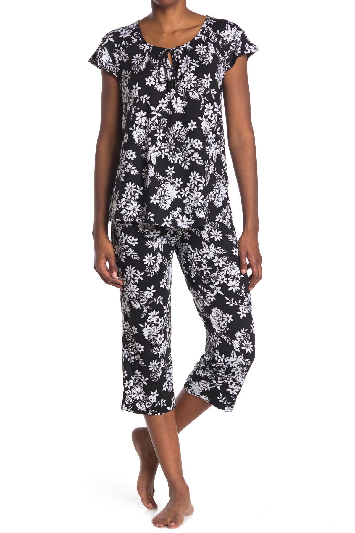 Anne Klein Capri & Top 2-piece Pajama Set In Black Prt | ModeSens