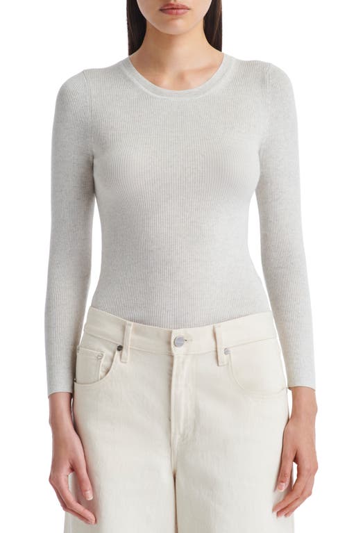 Shop Twp Merino Wool Rib Crewneck Sweater In White Heather Grey