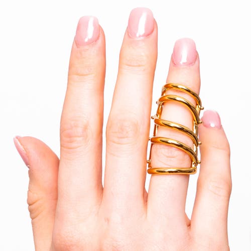 Lucy Quartermaine Women's Drop Armour Ring With Double Hinge In Gold Vermeil In Gold