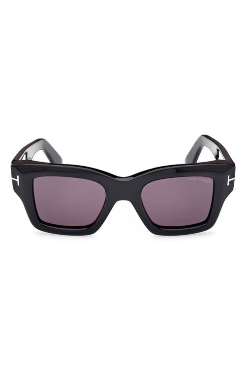 Shop Tom Ford Ilias 50mm Square Sunglasses In Shiny Black/smoke