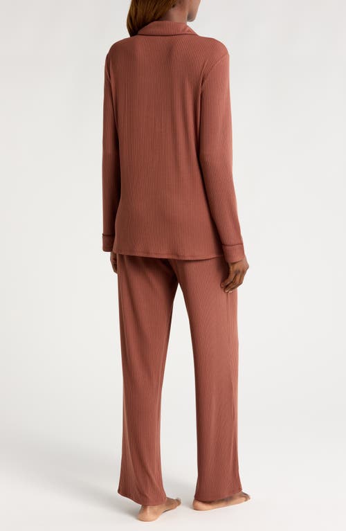 Shop Nordstrom Moonlight Eco Easy Rib Pajamas In Brown Brunette