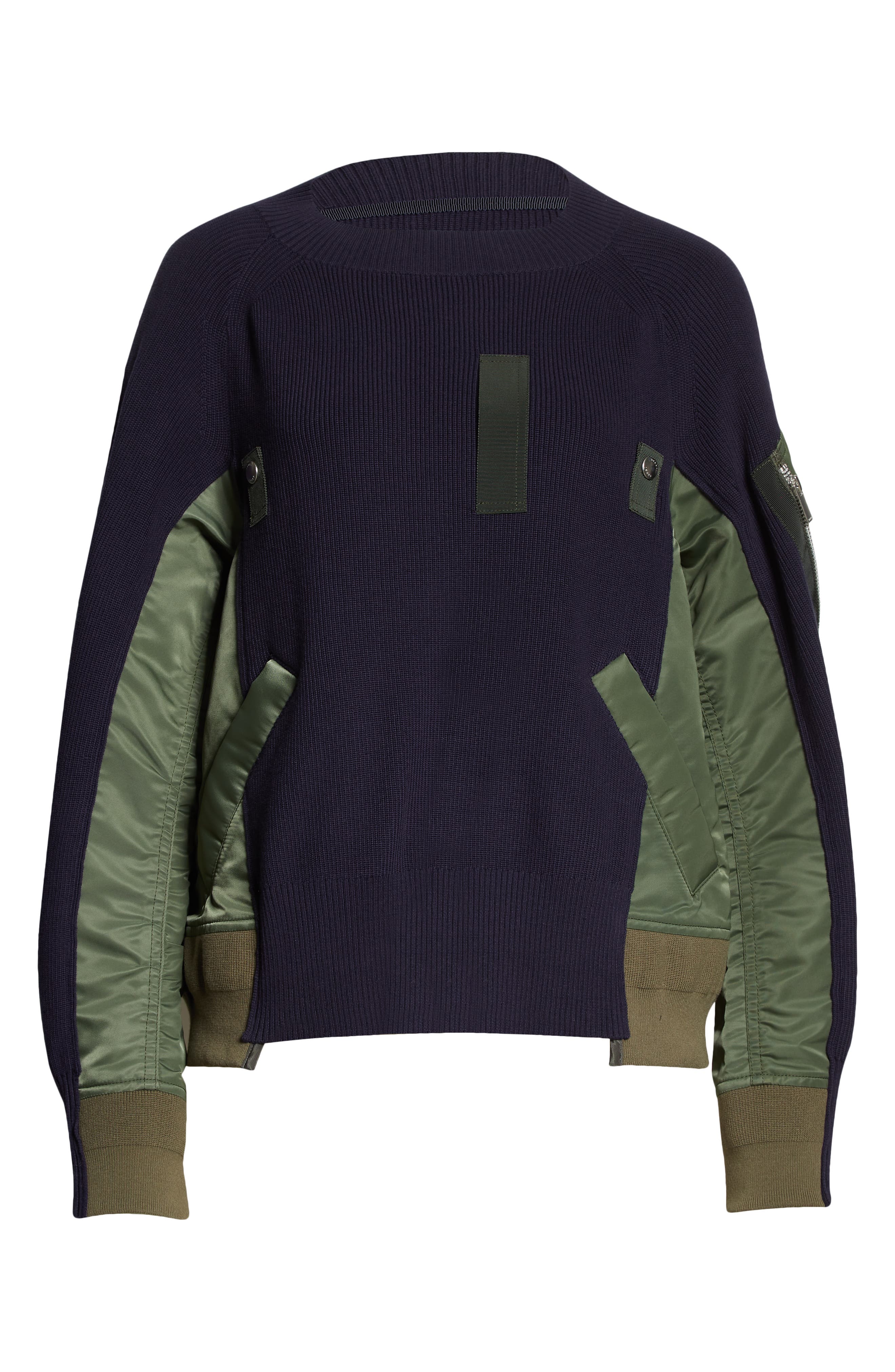 Sacai Navy & Khaki MA-1 Sweater | Smart Closet