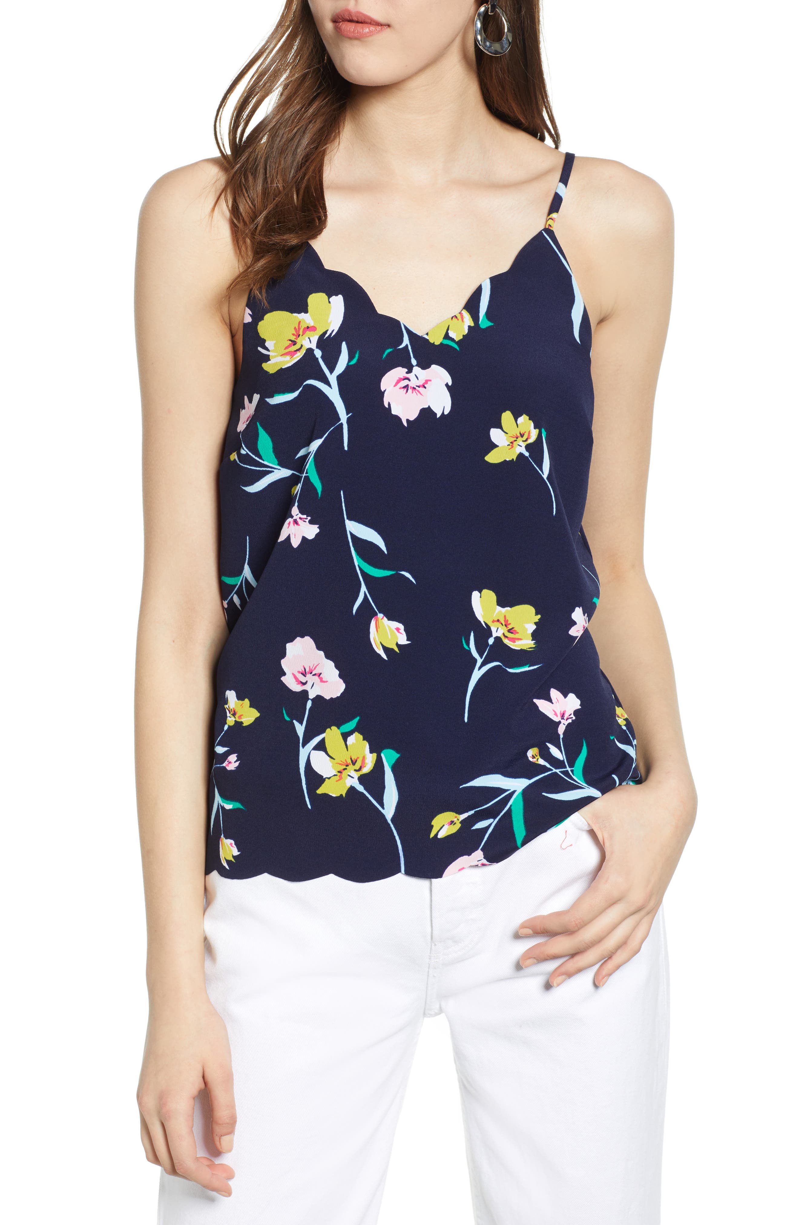 Halogen Scallop Detail Camisole, Blue