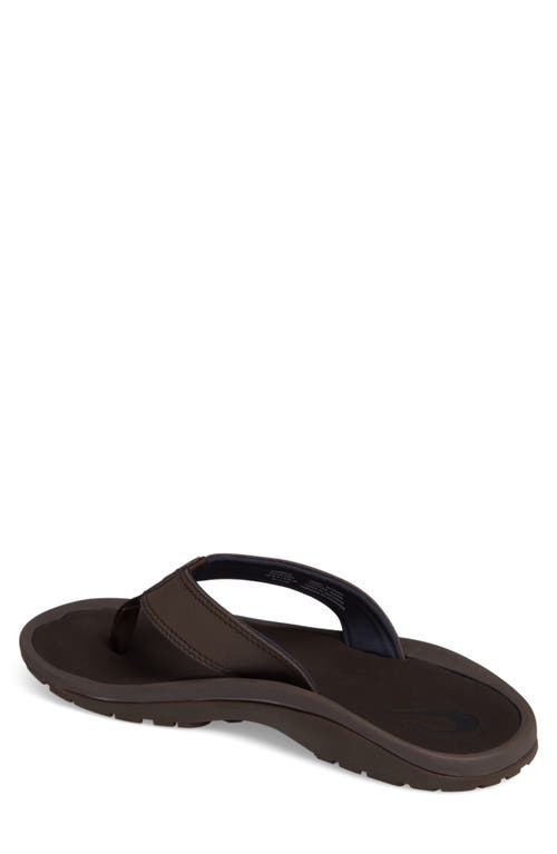 Shop Olukai Ohana Flip Flop In Dark Wood/dark Wood