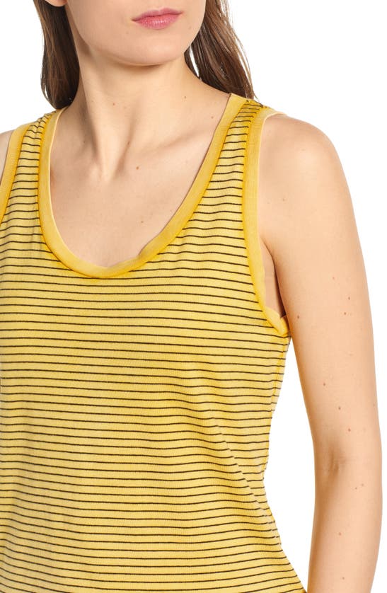 Shop Ag Cambria Stripe Fitted Tank In Sunbaked Golden Ochre