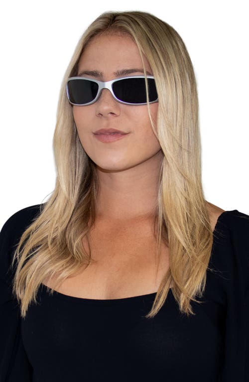 Fifth & Ninth Rocket 67mm Polarized Wraparound Sunglasses In Silver/black