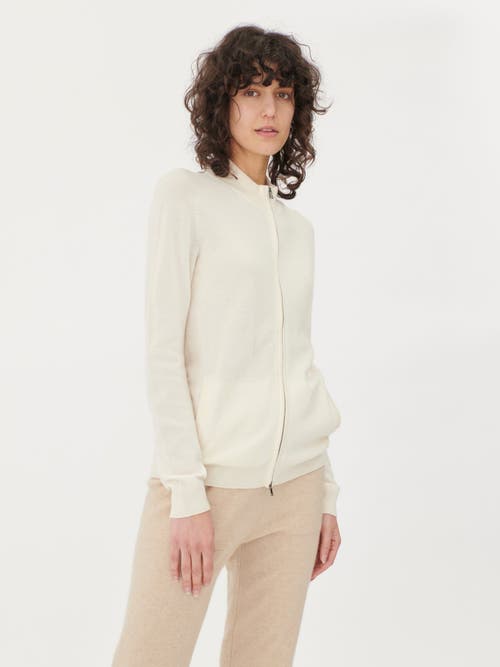 Shop Gobi Cashmere Full-zip Cashmere Cardigan In Marshmallow