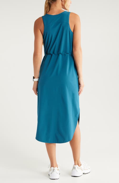 Shop Zella In Flight Drawcord Waist Dress In Teal Seagate