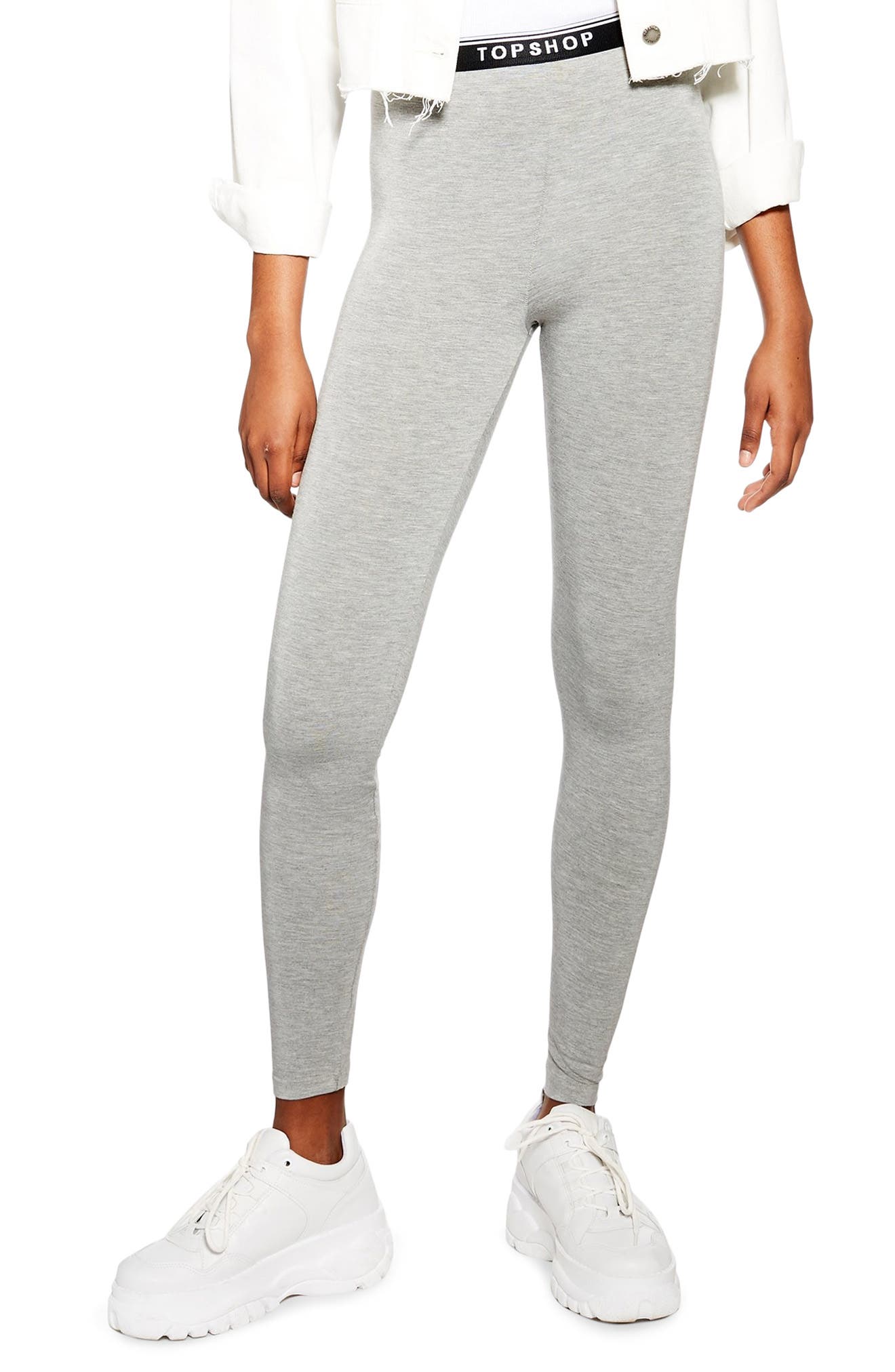 Topshop Branded Elastic Leggings In 