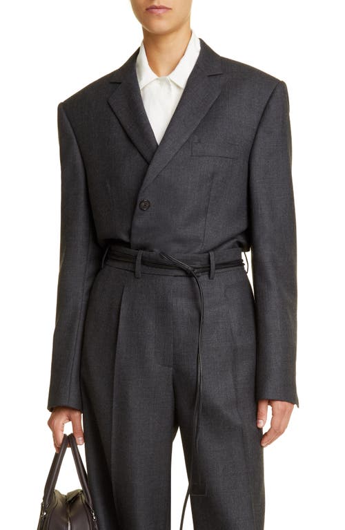 The Row Ule Square Shoulder Wool Jacket Charcoal Grey Melange at Nordstrom,