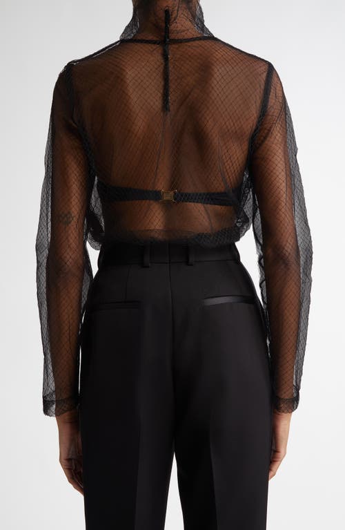 Dolce & Gabbana Dolce&gabbana Fishnet Mesh Long Sleeve Top In N0000 Nero