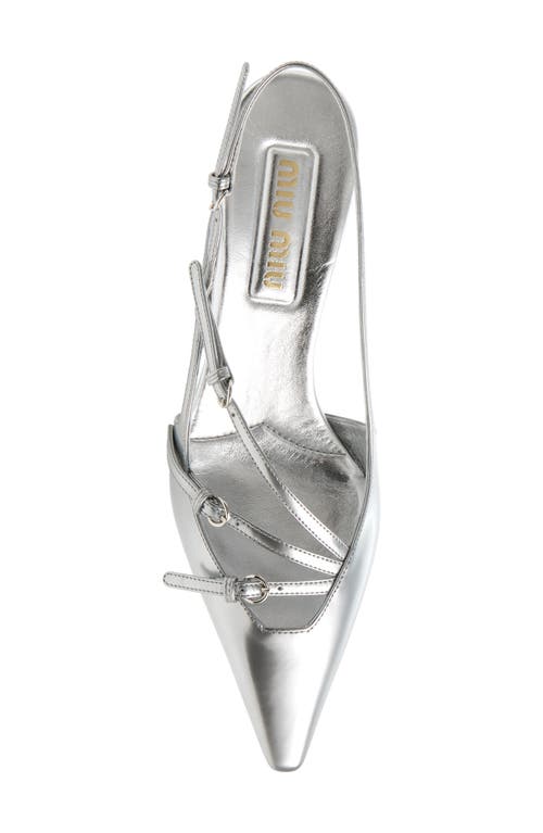 Shop Miu Miu Show Buckle Slingback Pump In Argento