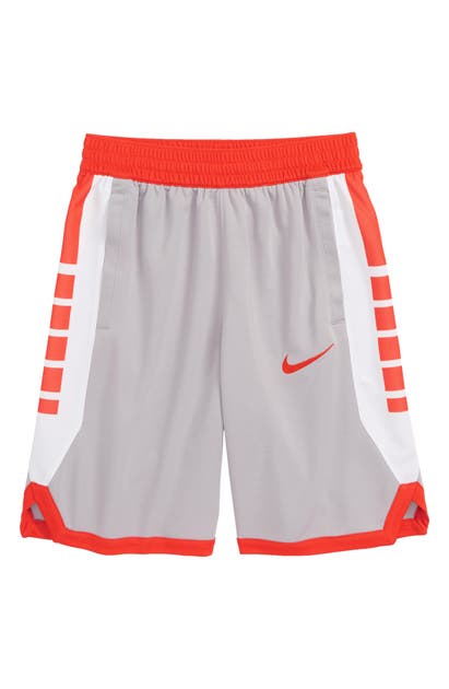 Nike Kids' Dry Elite Basketball Shorts In Atmosphere Grey/ Habanero Red
