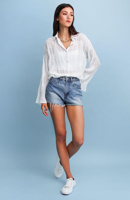 Shop Belle & Bloom Yoko Shirred Chiffon Blouse In Cream