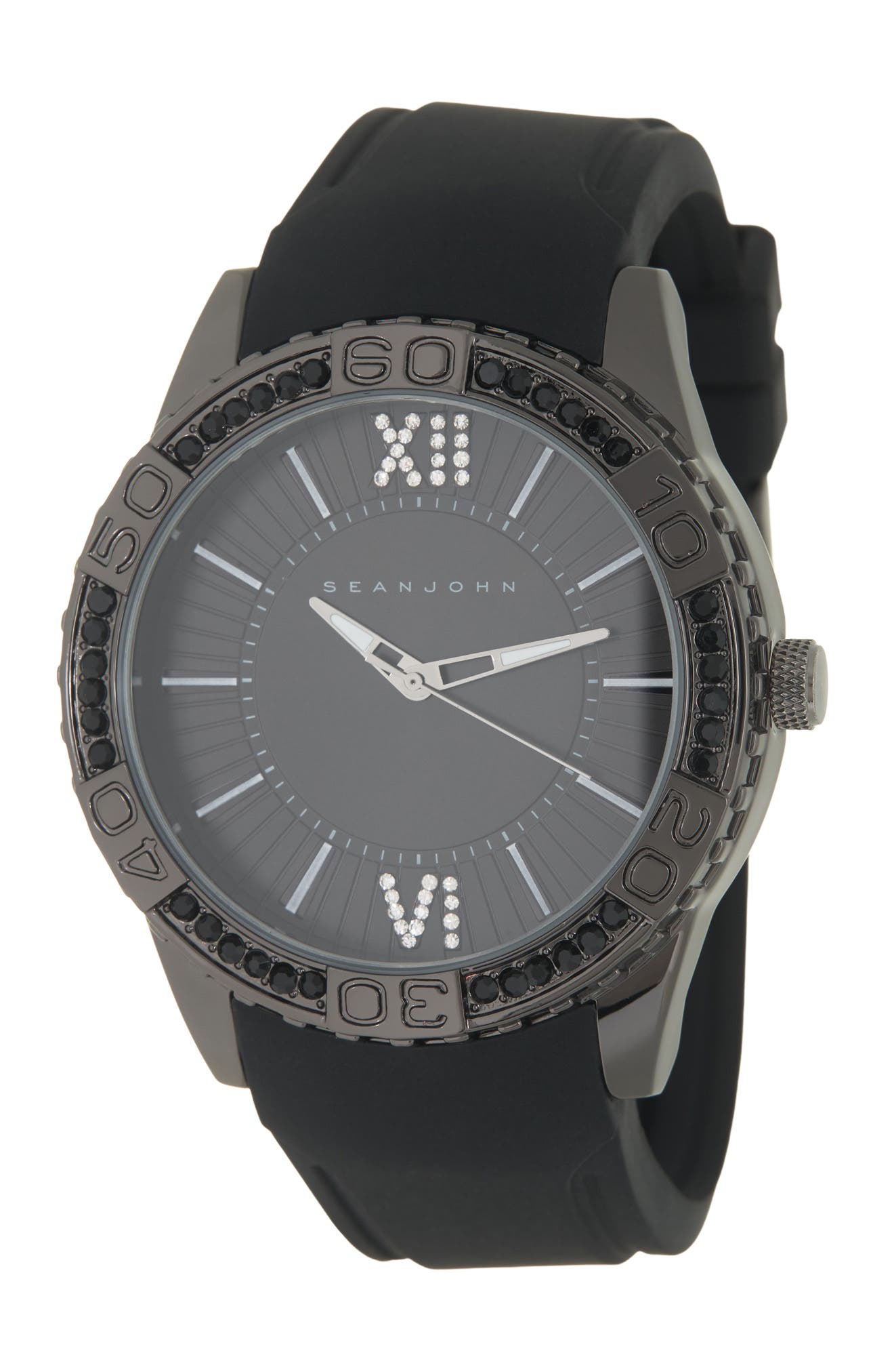 Sean Combs Men's 3 Hand Silicone Strap Watch & Bracelet Set In Black