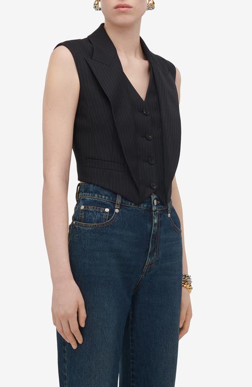 Shop Alexander Mcqueen Pinstripe Tailored Wool Vest In Navy