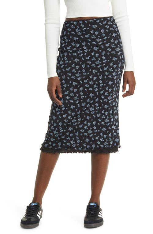 Floral Mesh Skirt in Black Ditsy Print