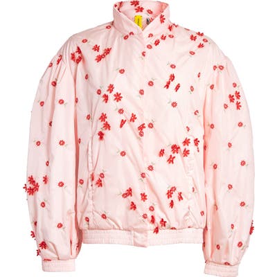 Moncler Genius X 4 Simone Rocha Floral Embellished Down Bomber Jacket, Pink