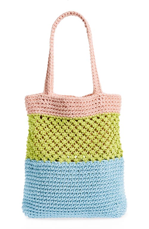Shop Lele Sadoughi Crochet Tote Bag In Pastel Rainbow