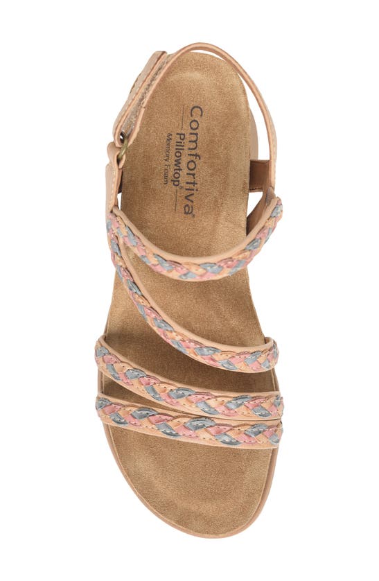 Comfortiva Silvia Wedge Sandal In New Caramel Multi