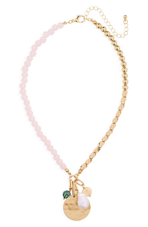 Shop Stephan & Co. Imitation Pearl Charm Pendant Necklace In Gold