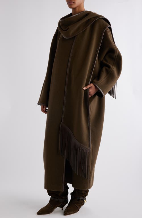 Shop Isabel Marant Irvana Long Fringed Wool & Cashmere Blend Coat In Bronze