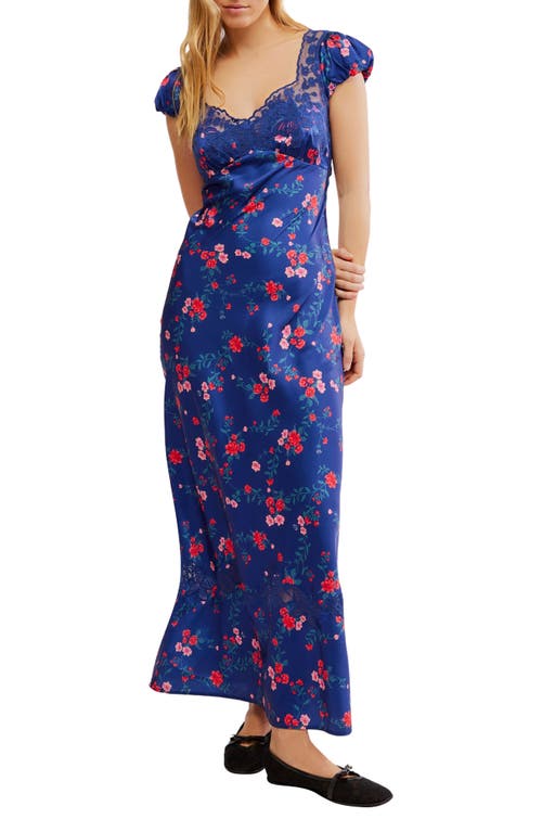 Shop Free People Butterfly Babe Polka Dot Cutout Maxi Dress In Navy Combo