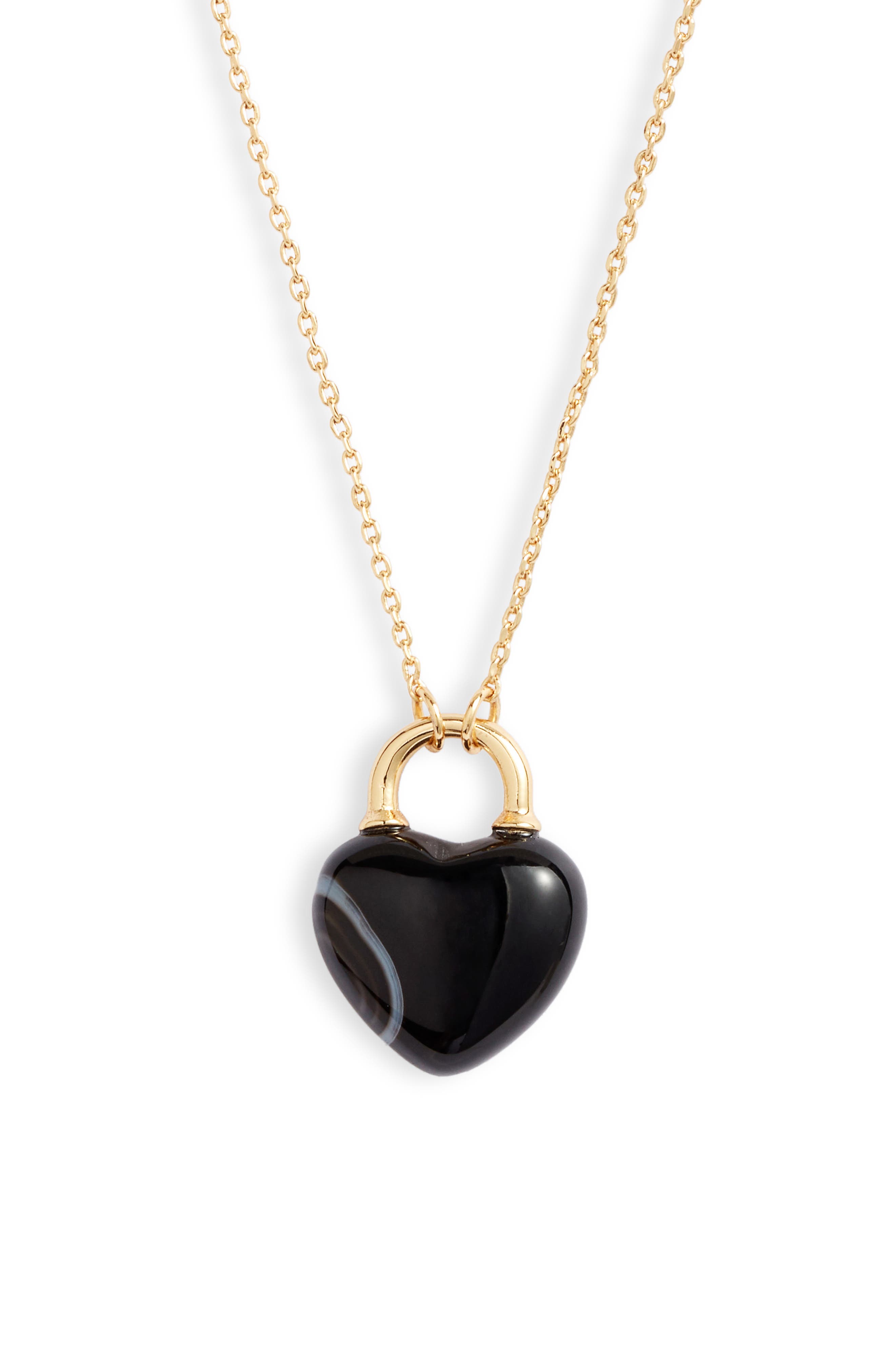 kate spade new york open heart stone lock mini pendant necklace Nordstrom