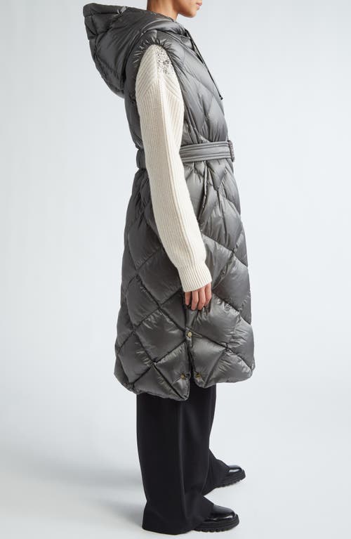 Max Mara The Cube Tregil Diamond Quilted Down Longline Vest In Medium Grey