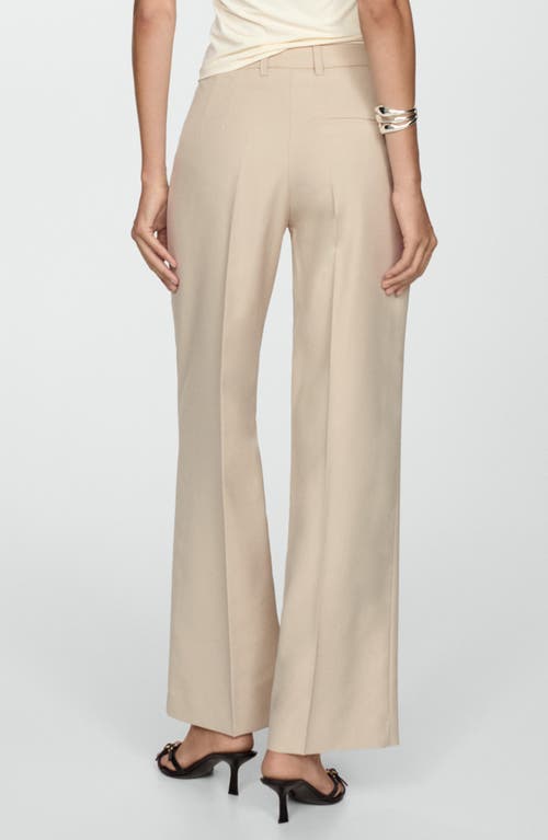 Shop Mango Pleat Front Straight Leg Pants In Sand