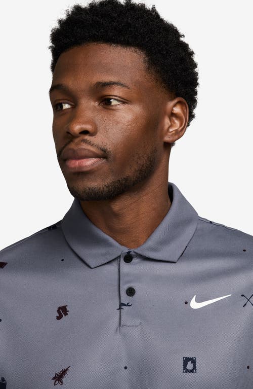 Shop Nike Icon Print Dri-fit Golf Polo In Light Carbon/white