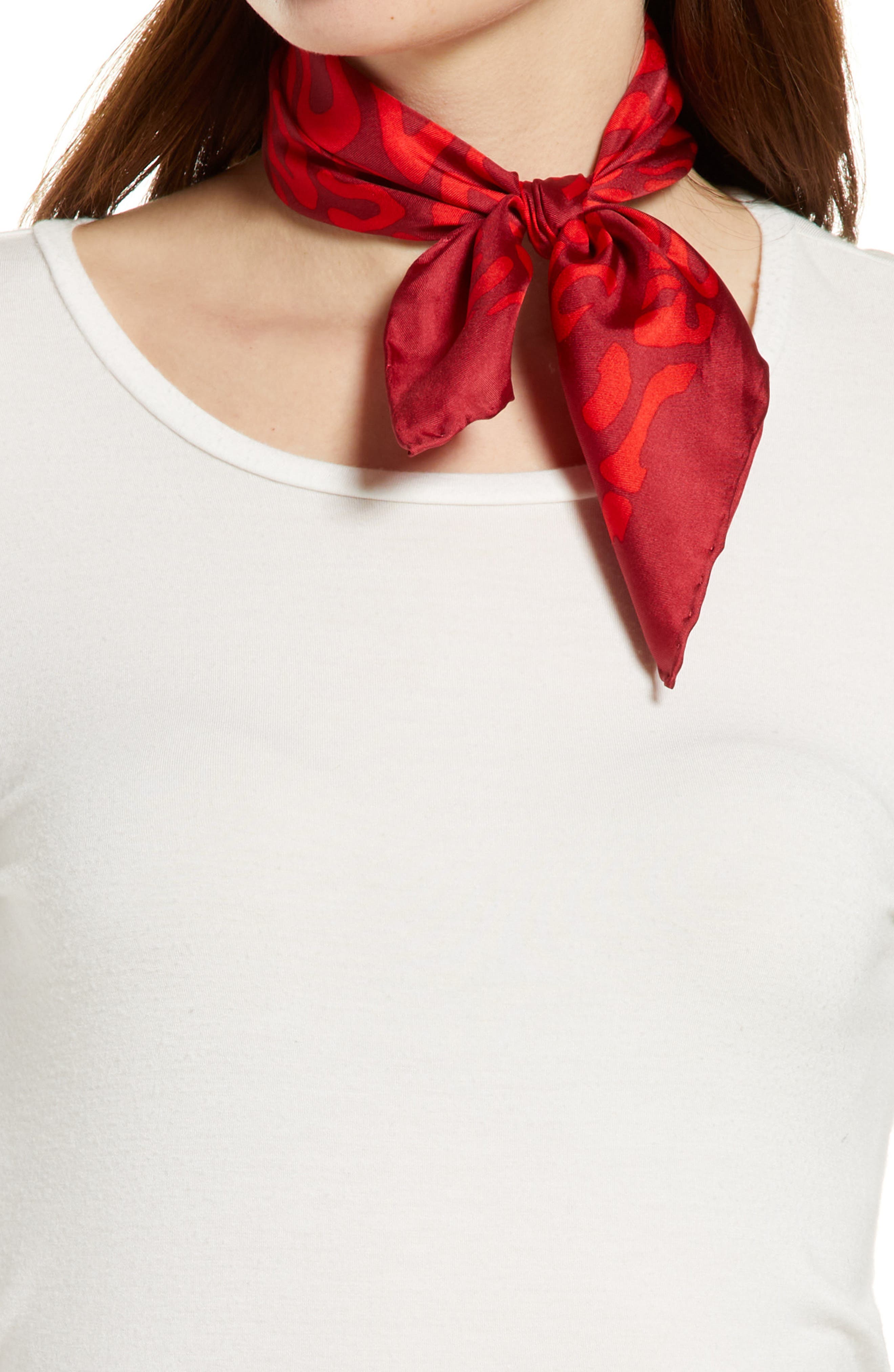 Rebecca Minkoff Leopard Silk Bandana in Red at Nordstrom