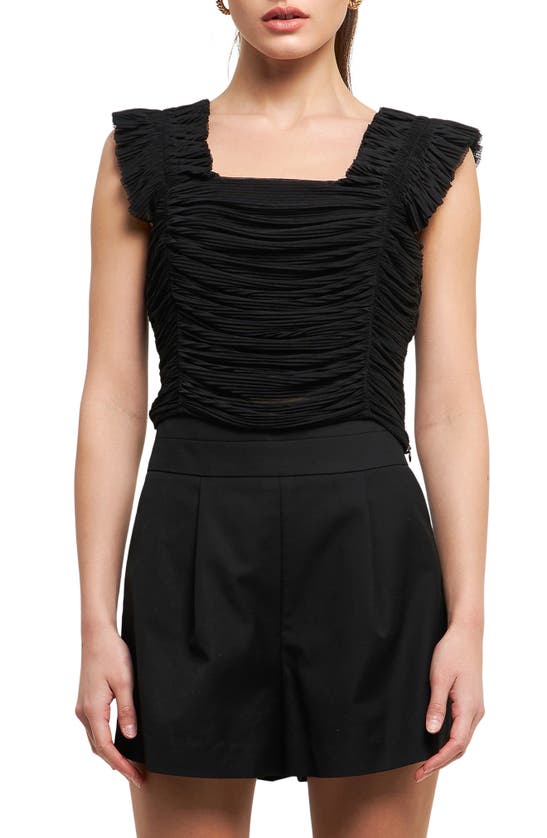 Endless Rose Ruffle Pleat Crop Tank In Black
