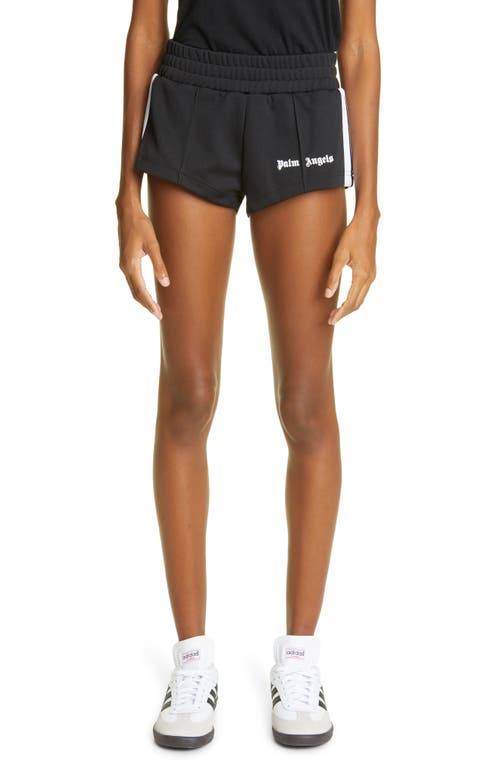 Palm Angels Logo Track Hot Shorts in Black White