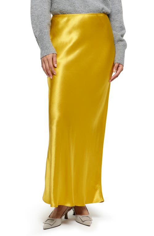 Easy Bias Cut Satin Maxi Skirt in Yellow