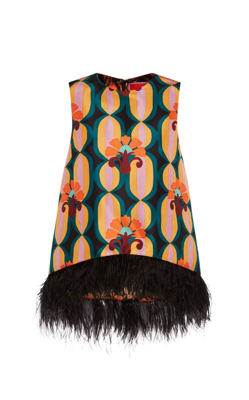LA DOUBLEJ LA DOUBLEJ LA SCALA TOP WITH FEATHERS ARCTURUS BLUE PETROL