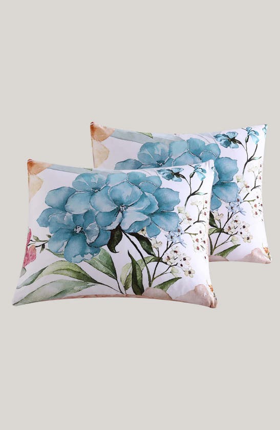 Shop Bebejan Maia Reversible Cotton Sateen Comforter & Sham Set In Blue