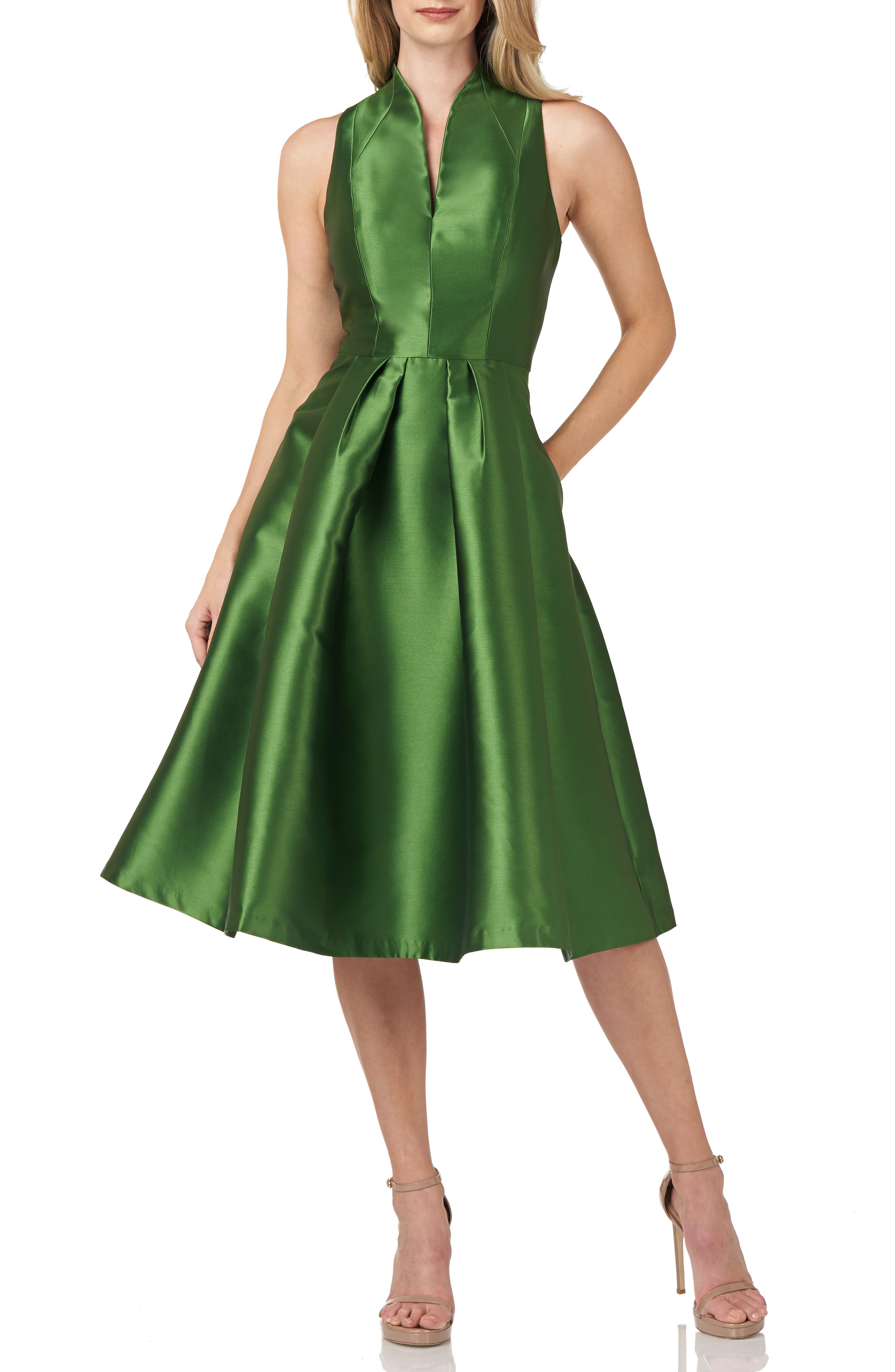 green midi party dress