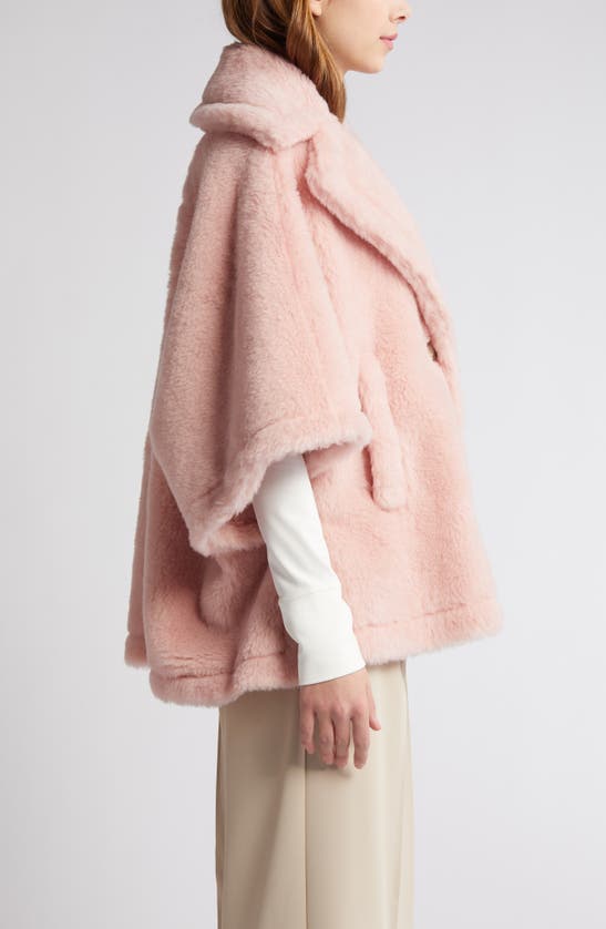 Shop Max Mara Aleggio Alpaca Blend Teddy Cape Jacket In Pink